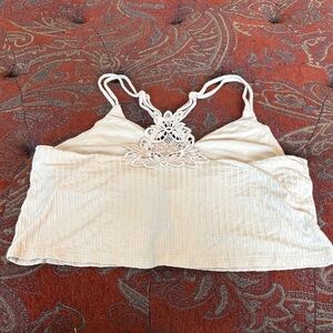 Aerie Cream Lace Detail Top